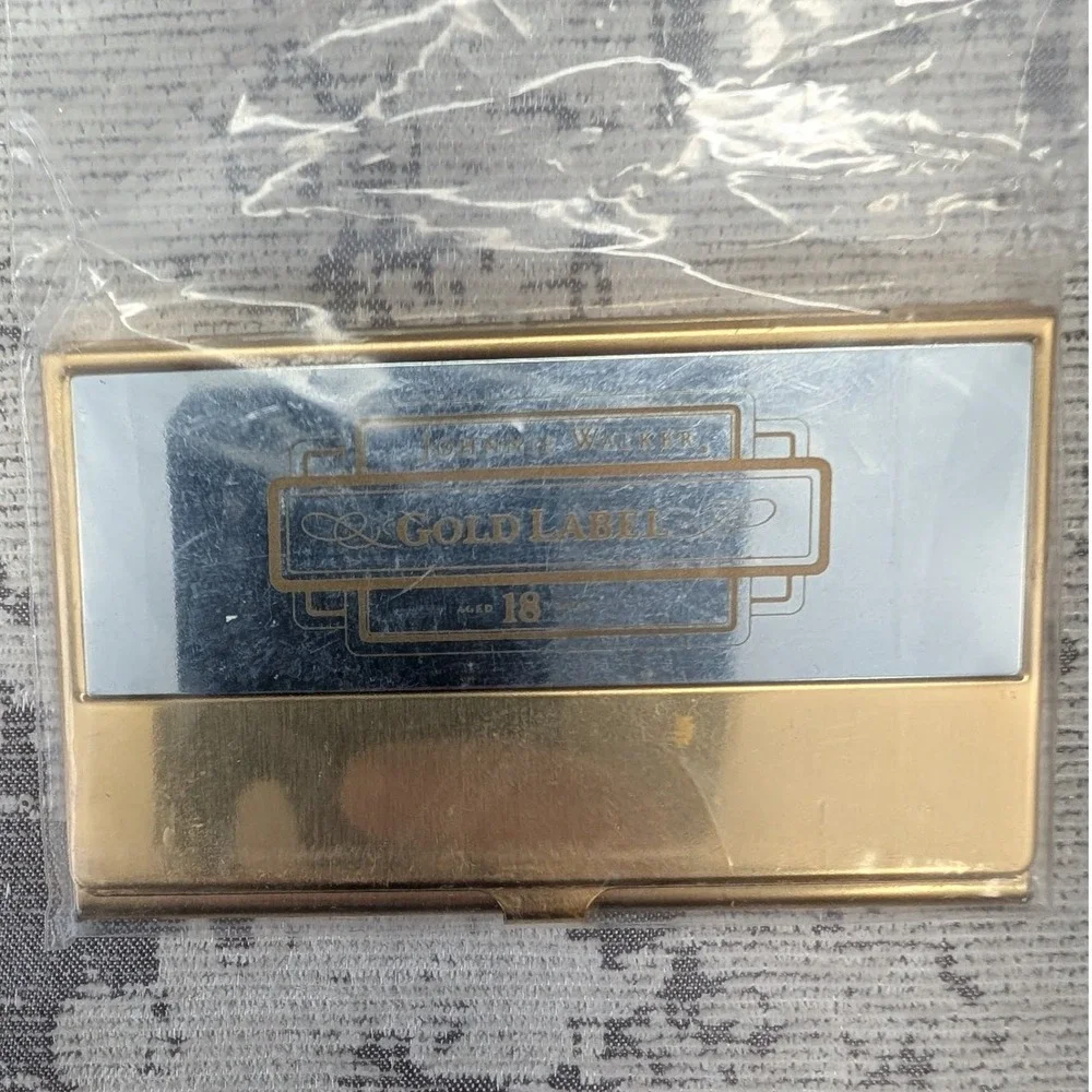 Johnnie Walker Gold Label 18 Years Business Card Holder Metal Gold‎ Silver